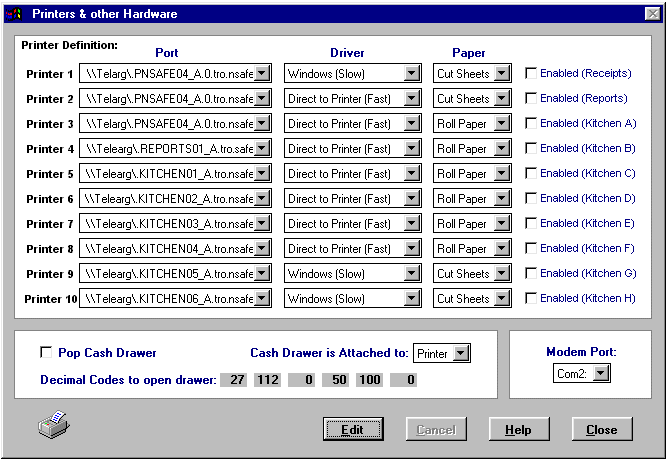 restaurant printers and other hardware